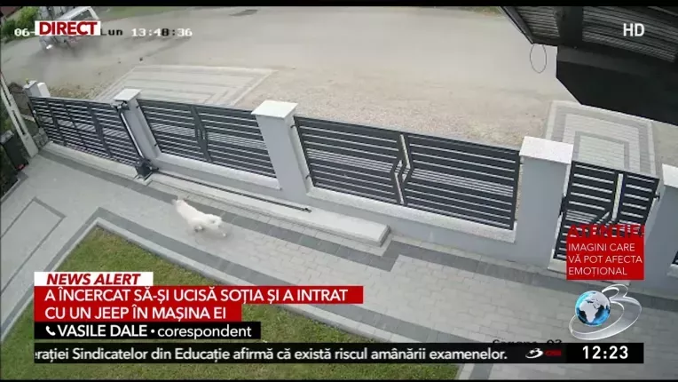 Barbat filmat cand intra intentionat in masina in care se aflau sotia si fiica sa, in Viseu de Sus