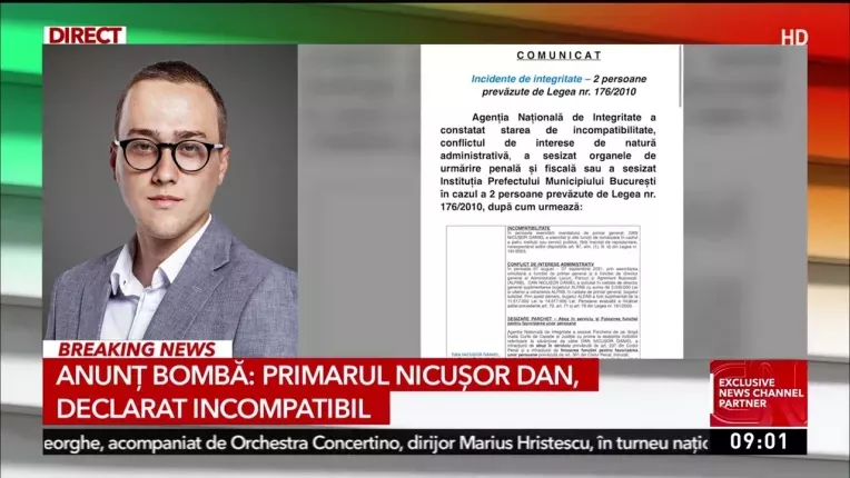 Primarul Capitalei, Nicusor Dan, in incompatibilitate