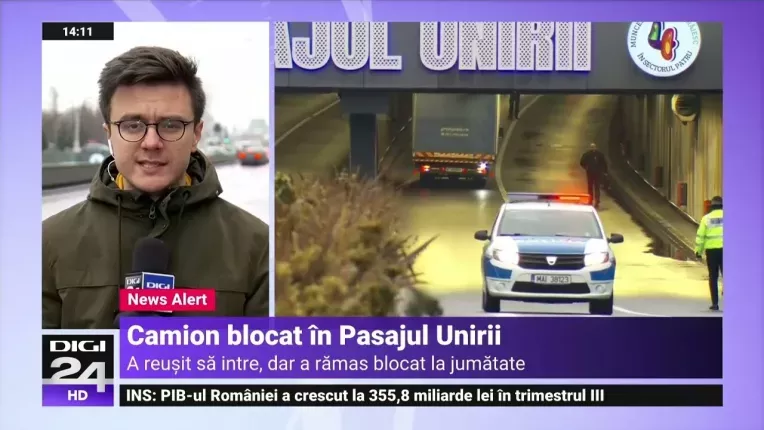 Primele declaratii ale soferului care a ramas blocat cu camionul in Pasajul Unirii