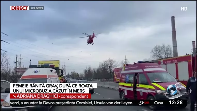 Tanara in stare grava, dupa ce a fost lovita de roata unui microbuz care s-a desprins in mers